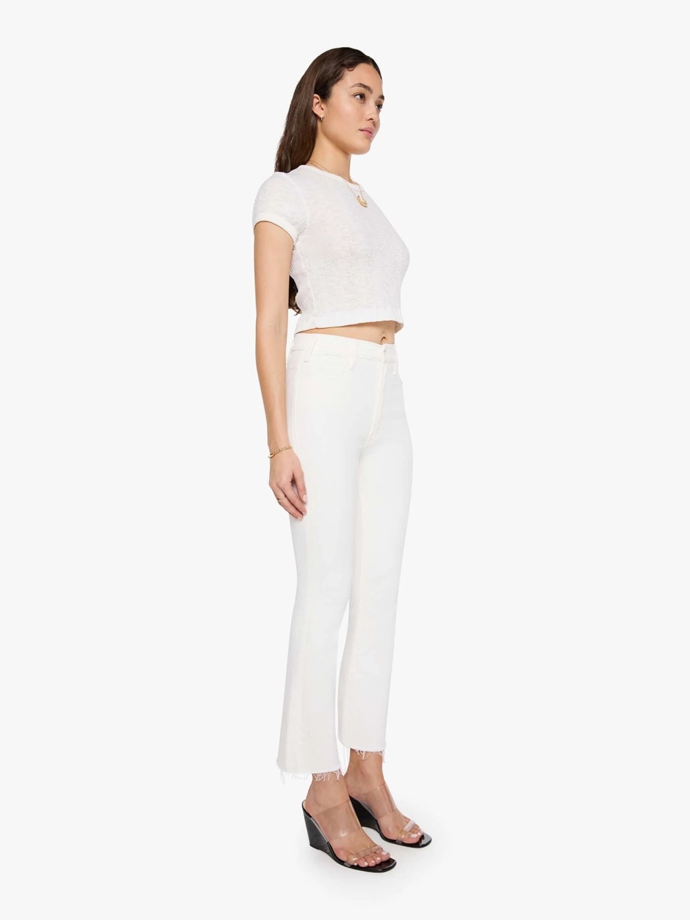 MOTHER The Hustler Ankle Fray Fairest Of Them All White Jeans 26
